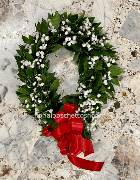 Coroncina alloro per laurea con gipsofila 
