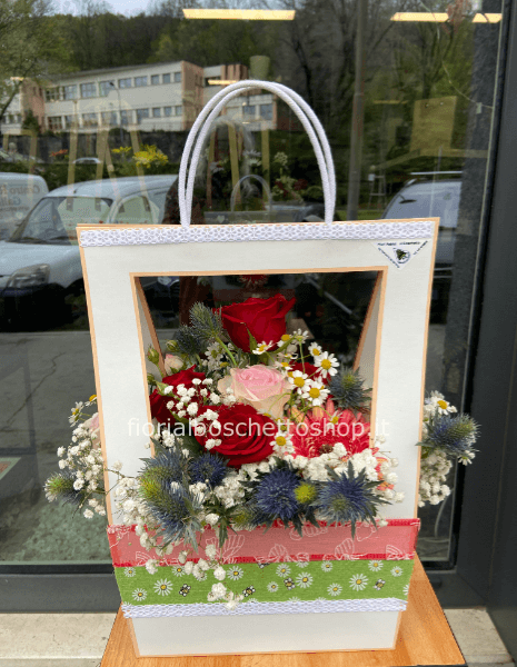 Borsetta con composizione Fiori Freschi 